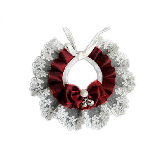 Speichel Handtuch Spitze Nähte Weiche Faux Perle Dekor Haustier Katze Hund Bowknot Halstuch