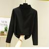 Long Sleeve Women Autumn Winter Slim Velvet Half High Collar Top