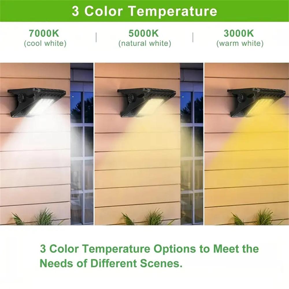 118LED 3 Color Temperature Solar Lights Outdoor Clip-on Motion Sensor Lights 3 Mode IP65 Waterproof Security Light For Fence