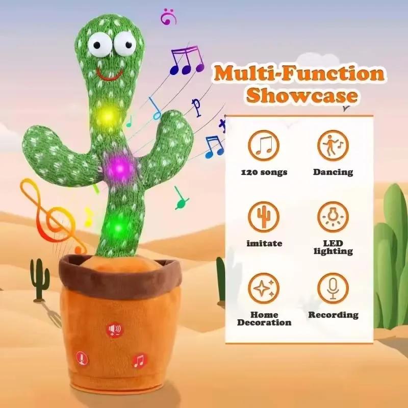 Dancing Talking Cactus Toy Kid Singing Mimicking Repeating Cactus Toy Baby Toddler Boy Girl Gift Recording Voice Interactive Fun