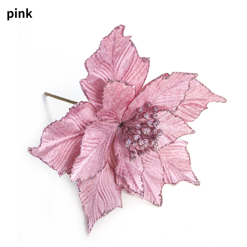 Glitzer-Weihnachtsblumenkopf Rayonblume DIY Weihnachtsbaumdekoration Neujahrsdekoration