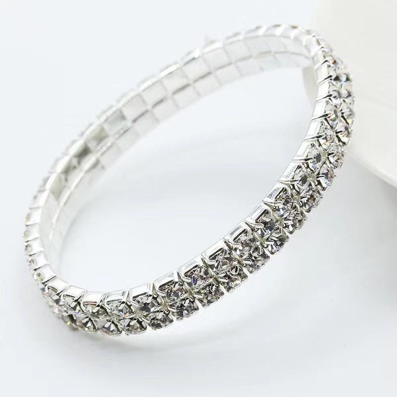 

Korean Style Double Row Diamond Elastic Bracelet - Shiny Star Bangle