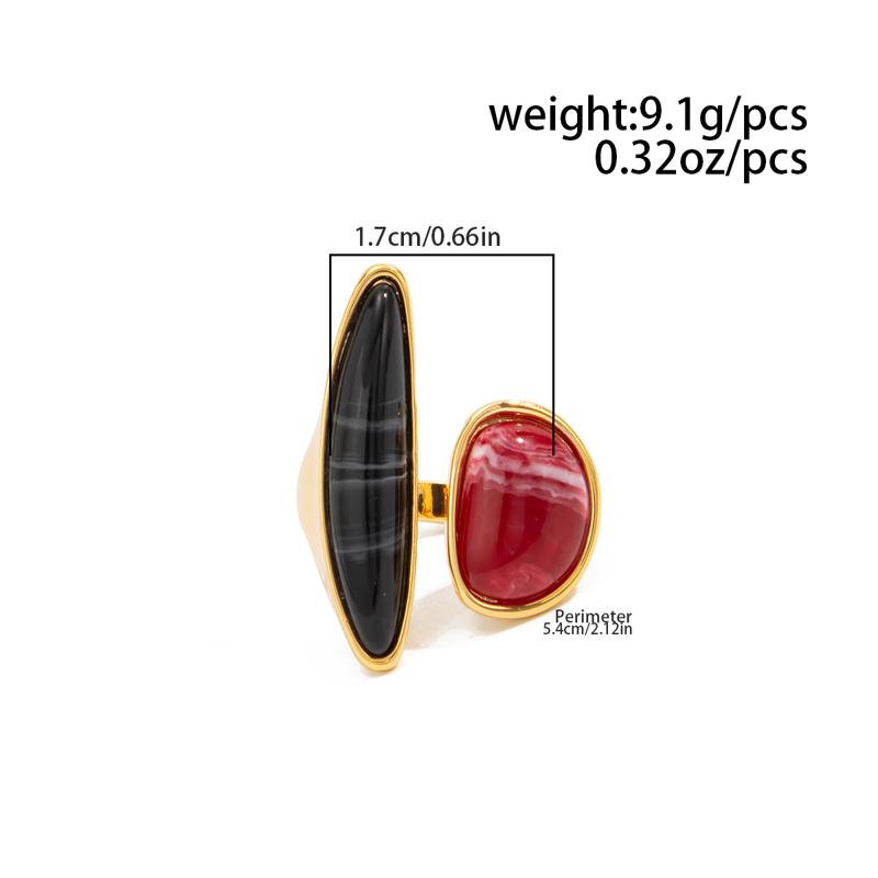 Luxury Red Irregular Zircon Open Ring for Women Vintage Geometric Inlaid Stone Adjustable Ring Vacation Party Jewelry Gift