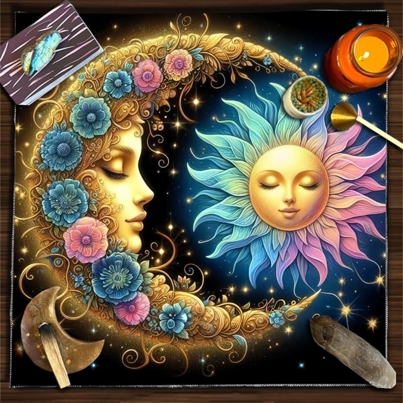 Sun Moon Pattern Astrology Tablecloth Tarots Divinations Tablecloth Altars Cloth Divinations Board Game Accessory