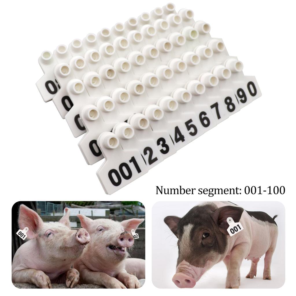 100 Stück Rind Schwein Ziege Ohrmarken Tier Ohrmarken Karten 001-100 3 Farben Digitale Identifizierung Nutztiere Viehzucht Fütterung