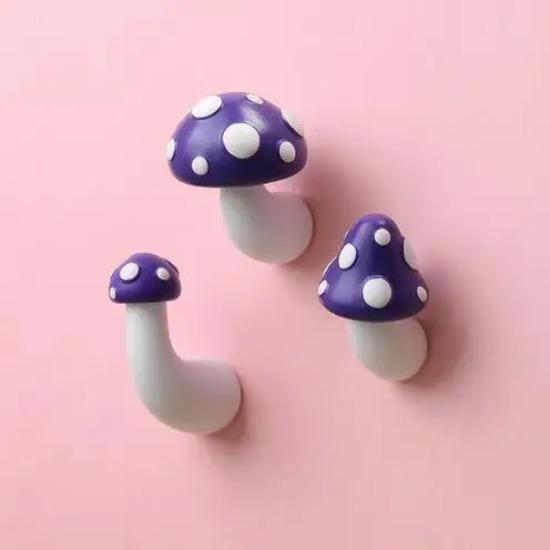 3D Red Mushroom Refrigerator Sticker Standing Sitting Hug Cartoon Refrigerator Decorative Magnetic Sticker Resin Gift