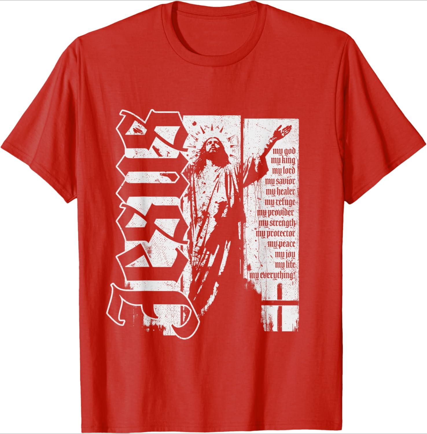 Jesus Christ God King Lord Savior Strength Prayer Christian design100 cotton Oneck short sleeve casual printed mens Tshirt S