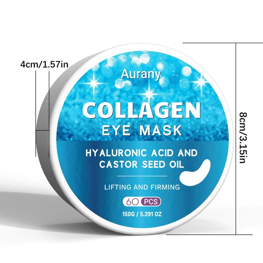 24K Gold Eye Mask & Green Collagen Gel Under Eye Mask, Hyaluronic Acid Eye Patches For Dark Circles, Fine Lines, Puffiness, Lift and Firm-60 Pcs