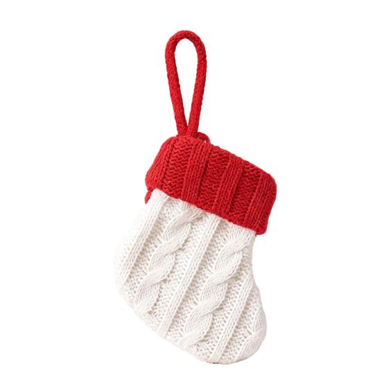 Xmas Tree Hanging Decorations Christmas Tableware Holder, Knitted Stockings Spoon Knife Fork Small Holiday Gift Tags Bag for Fireplace, Tree,