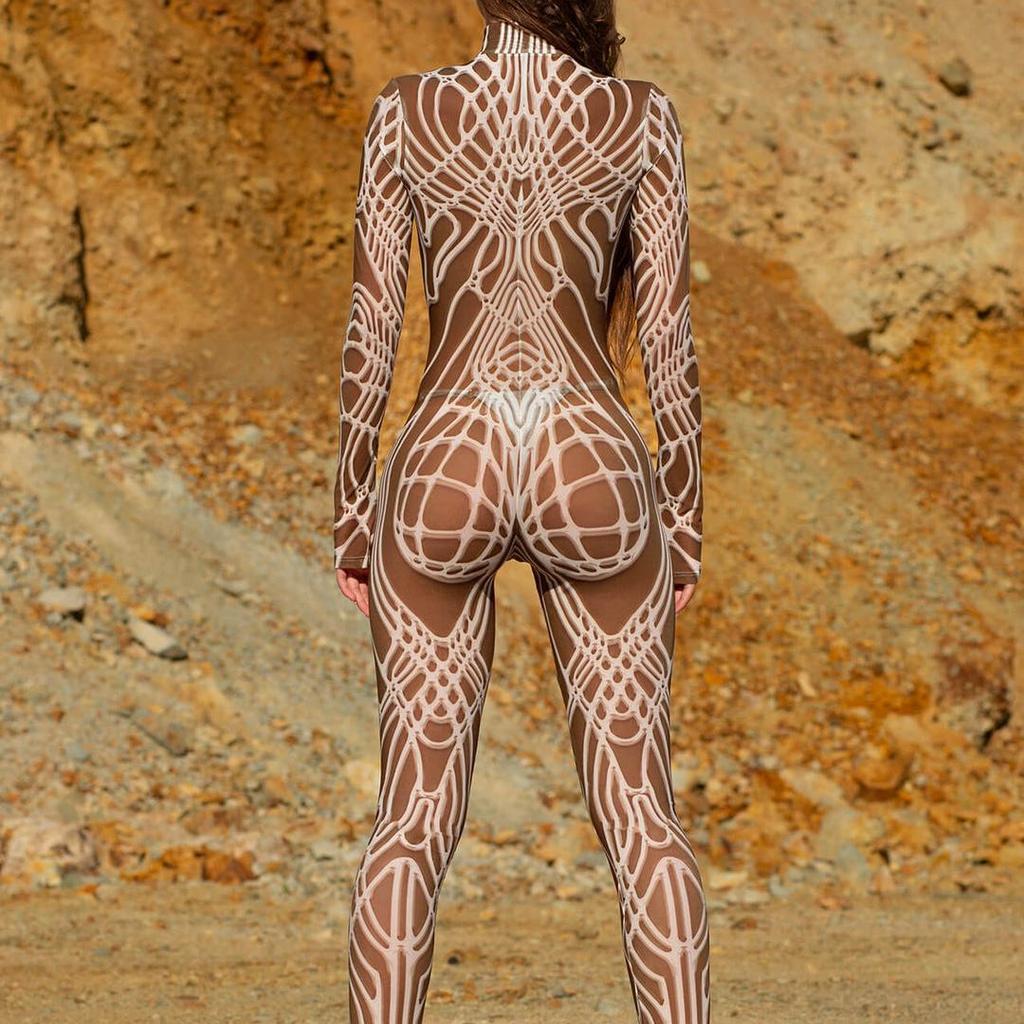 Unisex Cyber Punk 3D Digitaltryck Halloweenfest Rollspelsdräkt Kvinnor Män Cosplay Kostym Karnevals Jumpsuit