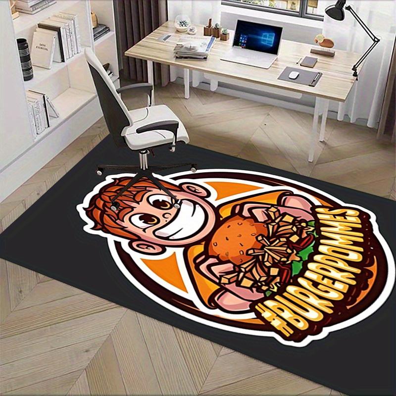 Burger, Pommies, Happy Office Carpet Soft Polyester Entrance Carpet Washable Non slip Machine Washab