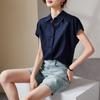 Breathable linen short sleeved shirt for women's 2026 summer commuting and leisure versatile short top