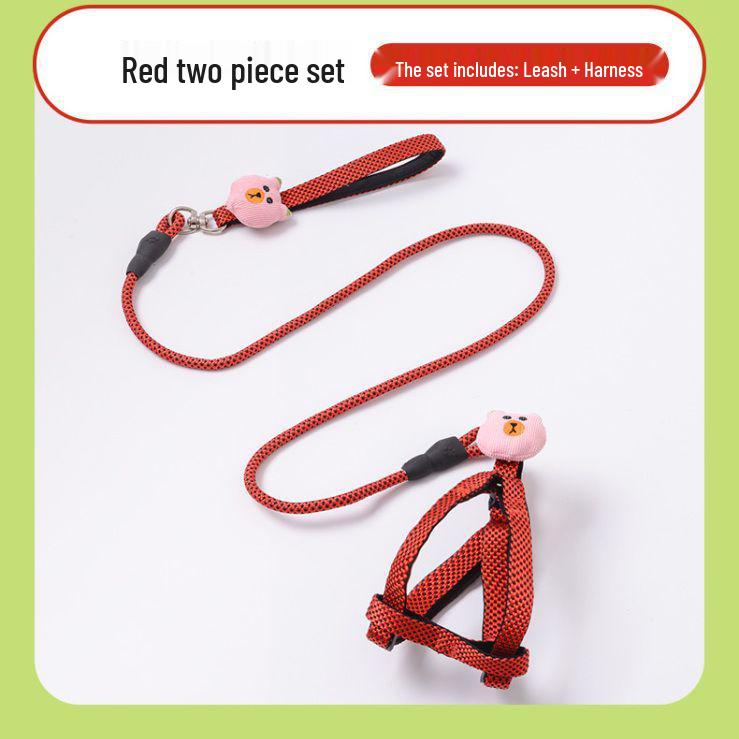 Bear Style Adjustable Breakaway Dog Leash Collar for Small Dogs - Anti-Explosion Double-Layer Design