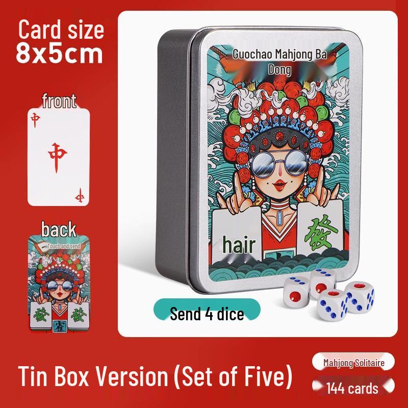 Waterproof Mini Mahjong Playing Cards: 144-Piece Set, Wear & Fold-Resistant, Unbreakable, Portable Paper Cards.