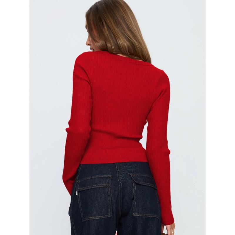 Women S V Neck Long Sleeve Ribbed Button Front Cardigan