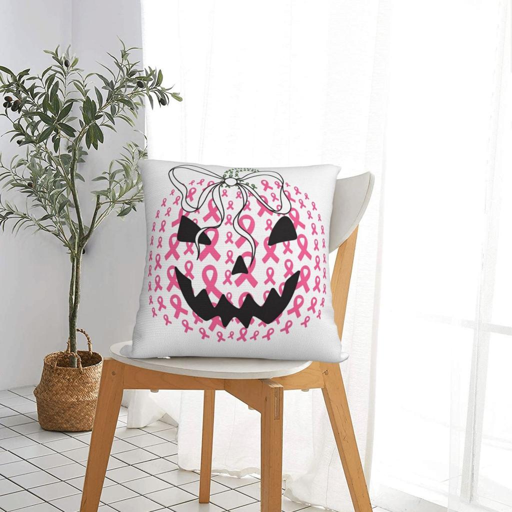 Breast Cancer Awareness Pumpkin Square Pillow Case Polyester Throw Pillow Casual Pillowcover Home Decor