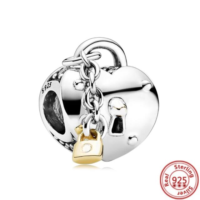 925 Silver Love Collection Beaded Pendant Charm Accessory Bracelet Women 'S Diy Jewelry