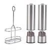Electric Salt Grinder Set with Steel Shelf,Stainless Steel Pepper Mill with LED Light,Adjustable Coarseness Pepper Grinder Tools