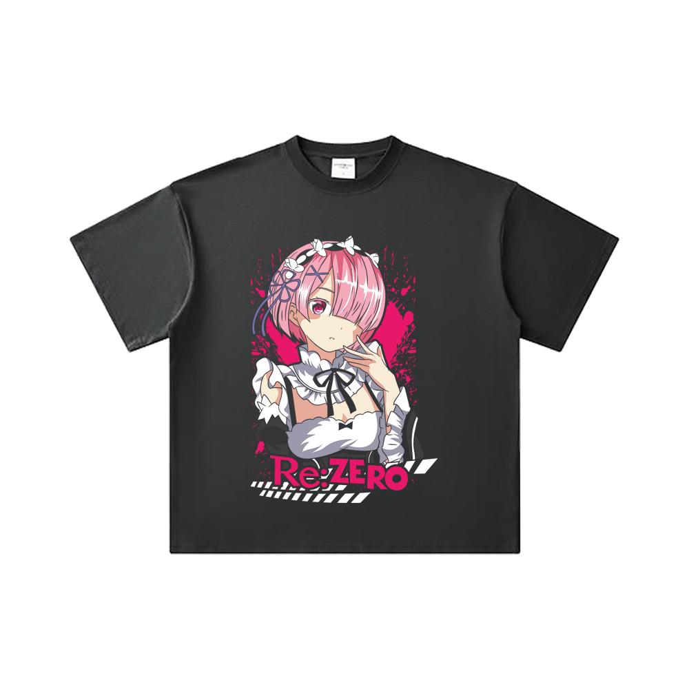 260 GSM Double Yarn 32 Count 100% Cotton ReZero V3 Ram Print Unisex Heavy Cotton T Shirt