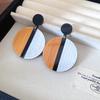 Silver needle acrylic contrasting geometric earrings niche design sense personalized stud earrings temperament advanced sense earrings women
