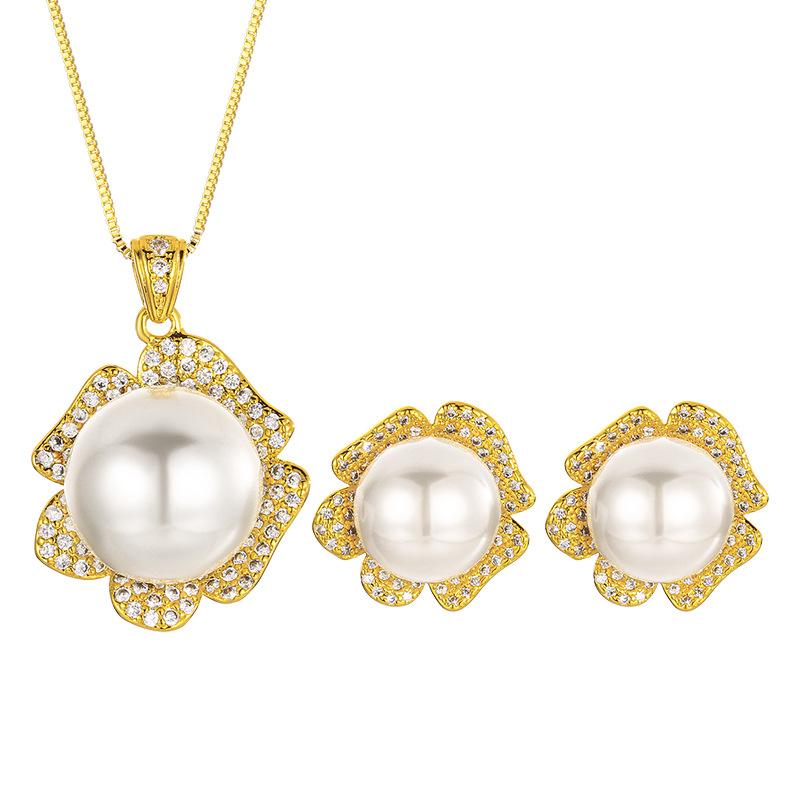 Jewelry Pearl Set Necklace Earrings Jewelry Women'S Australian White Bead Pendant Earrings Premium Sense