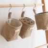 Cotton Linen Hanging Storage Bag Wall Mounted Storage Basket Small Folding Storage Bag with Handle for Keys Toys Cosmetics