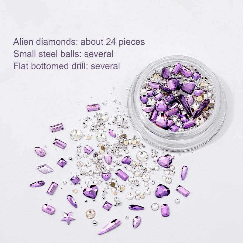 

1Box Mixed Gems Decor Glitter Rhinestones 3D Nail Art Mix Color Crystal Flatback Diamond