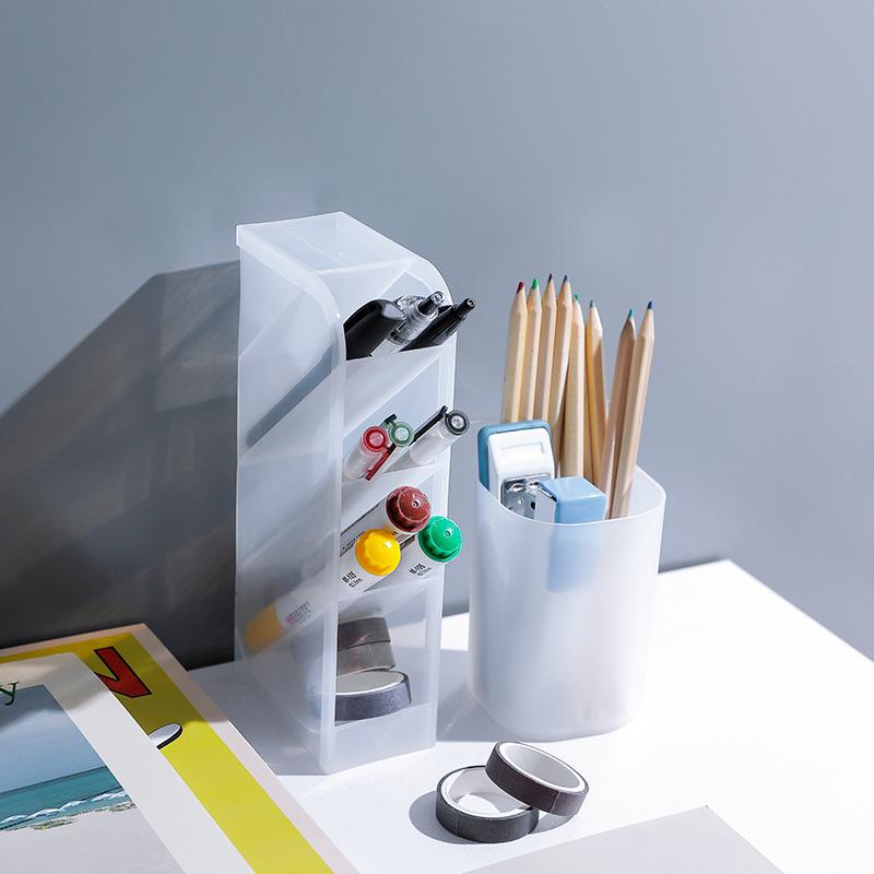 Matte Kawaii Large Capacity Desk Pen Holder Pencil Makeup Storage Box Desktop Organizer Stand Case School Office Stationery