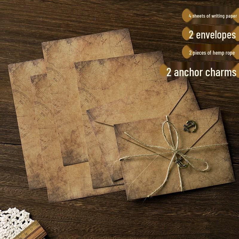 Nostalgic A5 Love Letter Set with Kraft Paper and Hemp Rope Ornament