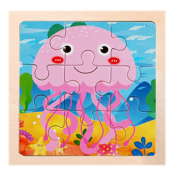 New 9 Piece Montessori Wooden Puzzle Cartoon Dinosaur Transportation Jigsaw 3d Puzzle Early Learning Educational Toys for Kids