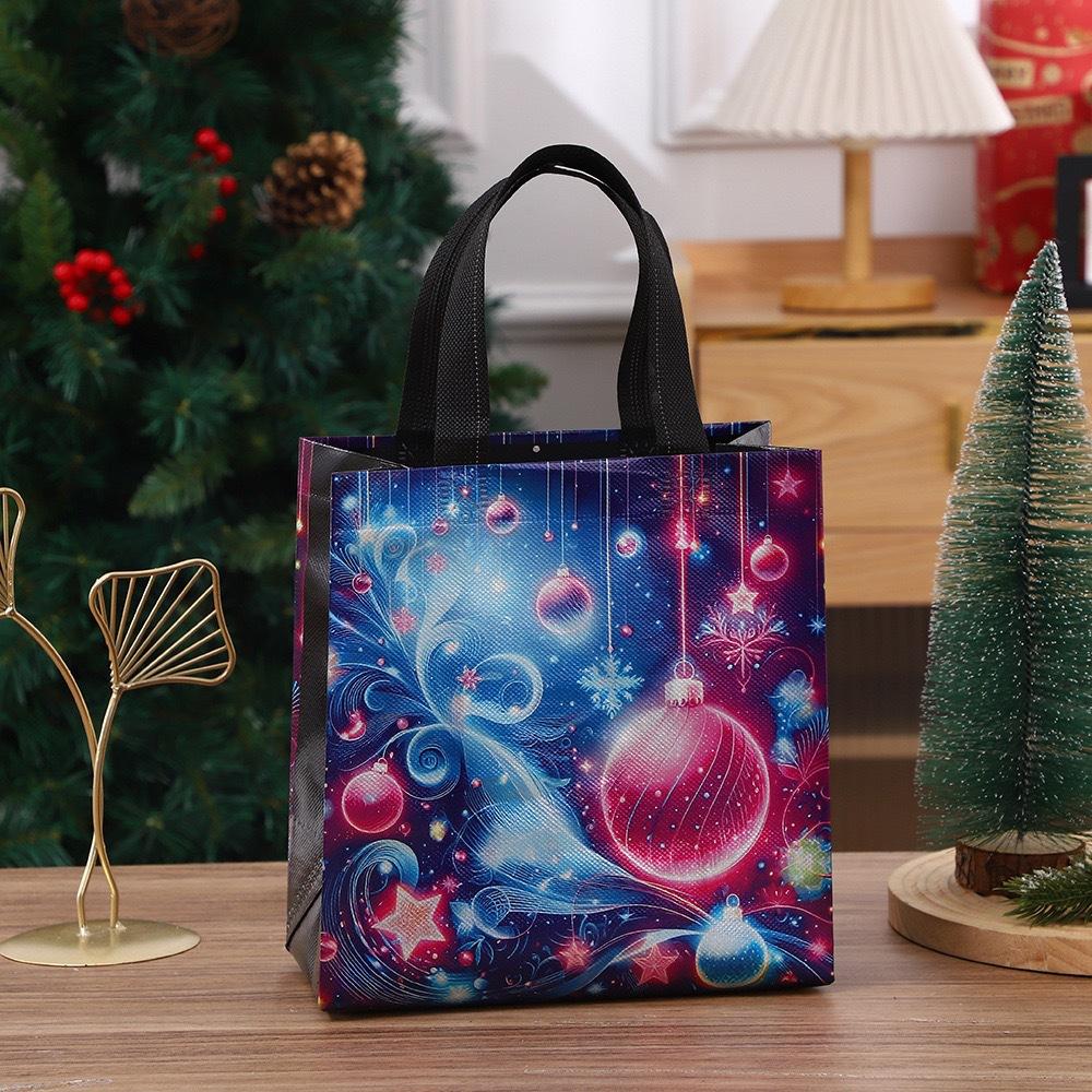 

StoBag Christmas non woven gift bags reusable holiday party favor bags with handles assorted festive designs for wrapping sweets 30pcs&22x11x23cm