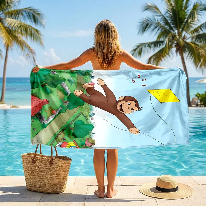 Curious George Fashion Beach Towel: Ideal for Summer Adventures Soft, Absorbent and Quick Drying Suitable for Swimming and Bathing