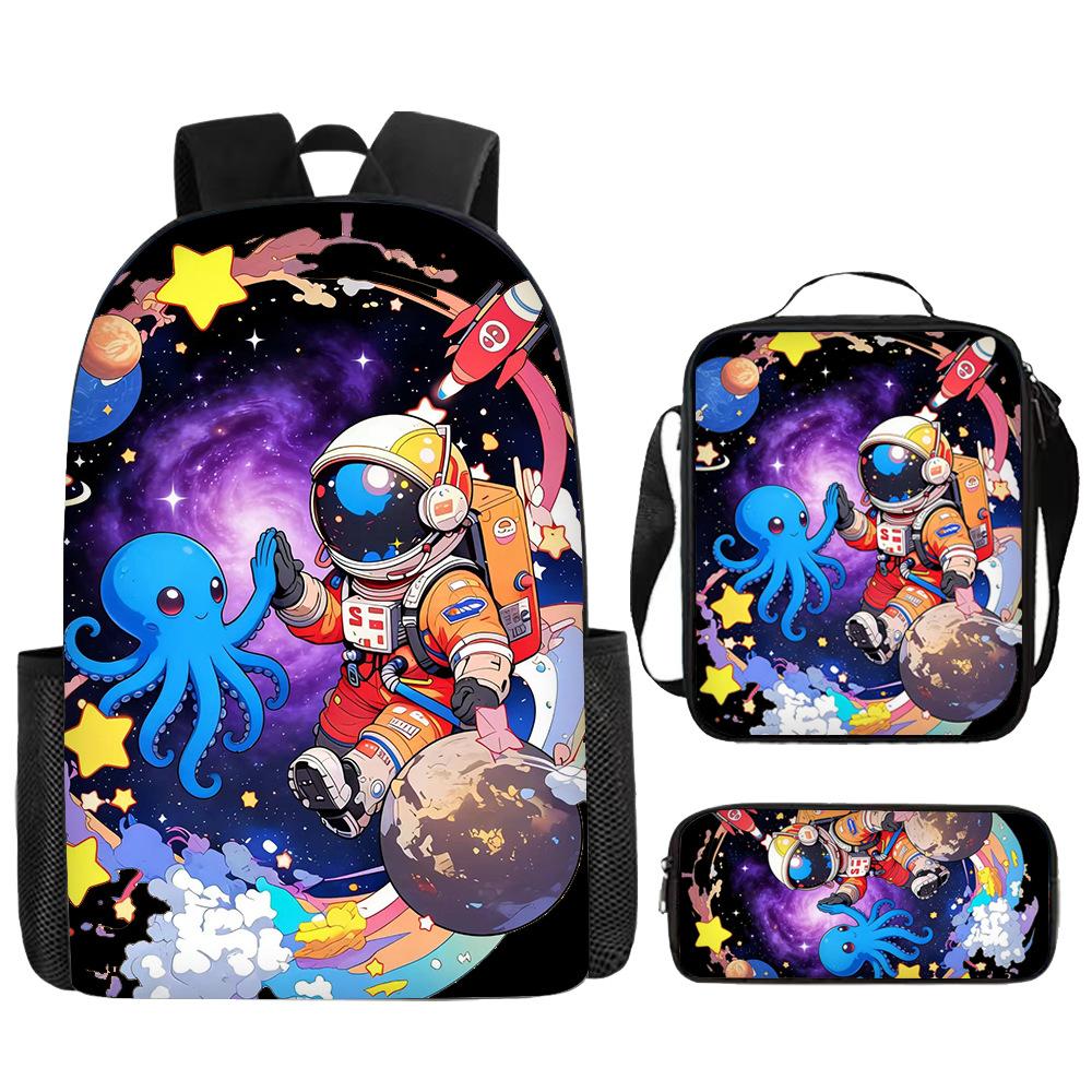 Astronauta Spaziale Anime Set da 3 Pezzi Zaino Studente Scuola Borsa a Spalla Bambino Carino Zaino da Viaggio Regalo di Compleanno per Bambini