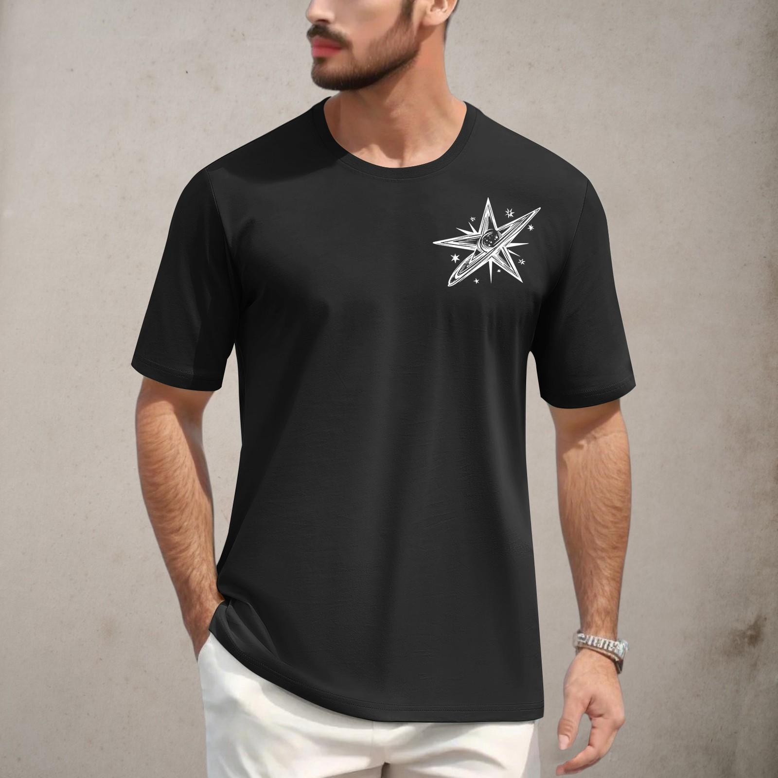 

Мужская повседневная футболка с круглым вырезом и коротким рукавом с принтом XL чёрный