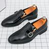 Luxury Designer Male Pointed Mirror Leather Casual Shoes Men's Monk Strap Loafers Formal Wedding Dress Homecoming  Footwear