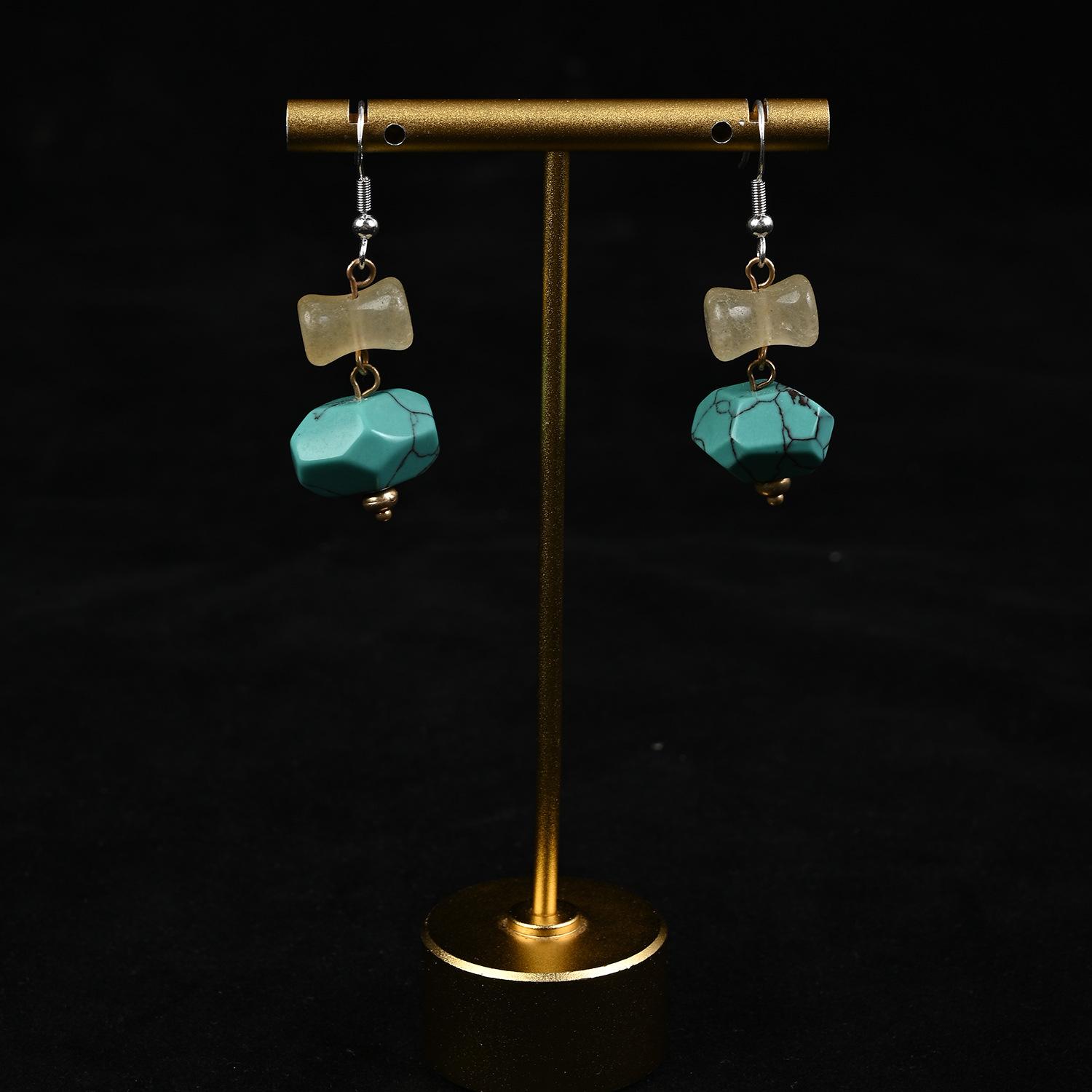 

Винтажные французские серьги, бирюзовые натуральные золотистые шелковые нефритовые проставки, бусины, личность, темперамент, неправильной формы, серьги, ожерелье, женские