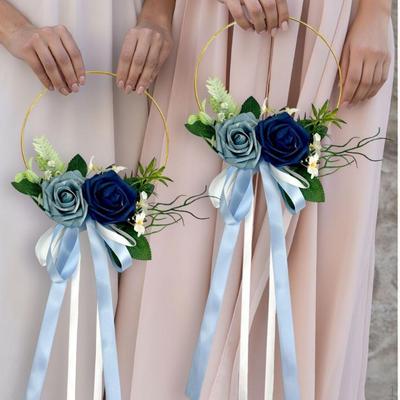 Artificial Rose Floral Hoop Wreath Decorative Flowers Wall