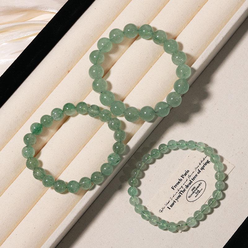 Women's Pink Natural Strawberry Crystal Bracelet - Ice Type Beaded Jewelry