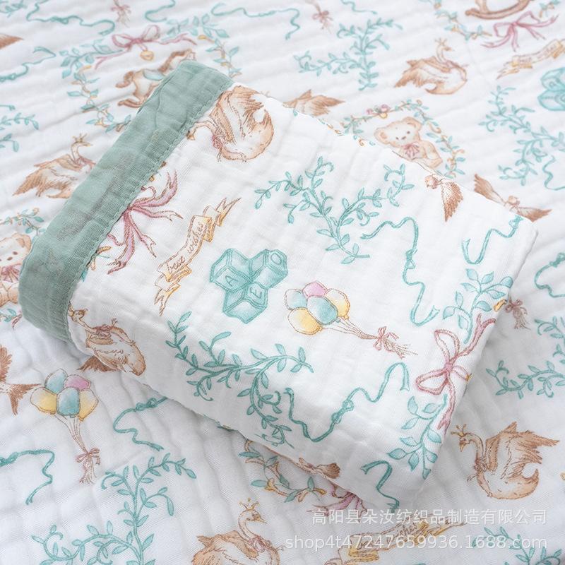 Baby Cotton Gauze Bath Towel Six-Layer High-Density Seersucker Children'S Quilt Baby Children'S Bath Towel Lunch Break Small Bag Towel