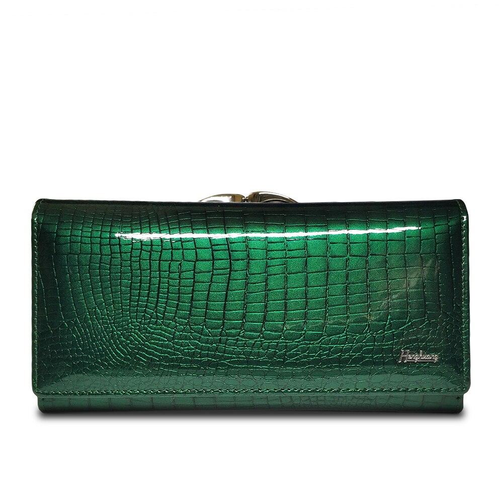 HH Alligator Womens Wallets Luxury Patent Crocodile Genuine Leather Ladies Clutch Purse Hasp Long Coin Multifunctional Purses