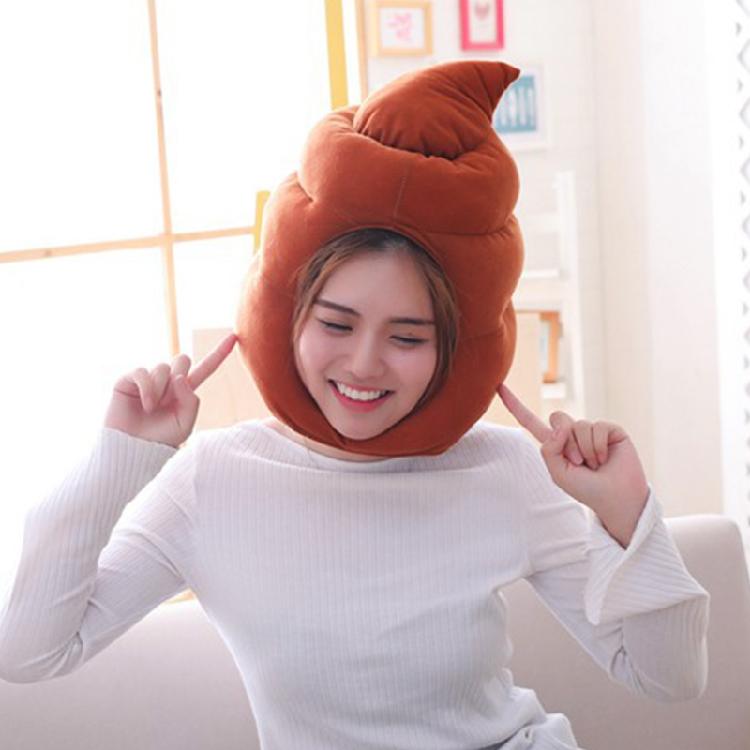 Diadema con Forma de Caca Sombrero de Felpa Gorra de Dibujos Animados con Orejeras Accesorios para Fotos de Cosplay de Halloween