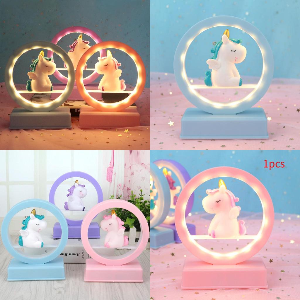 Cute Cartoon Unicorn Led Night Light Music Box Desktop Decor Ornament For Romantic Gift And Home Decor