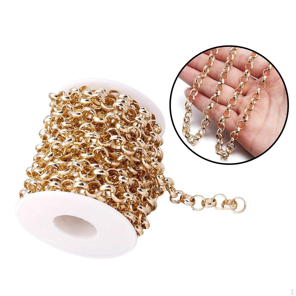 15 Feet 8mm Wide Aluminum Chains with Round Links Accessories for Jewelry Making And DIY,