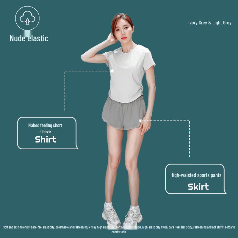 

KAIQIAN Women s Summer Loose-Fit Short Sleeve Sports Set S