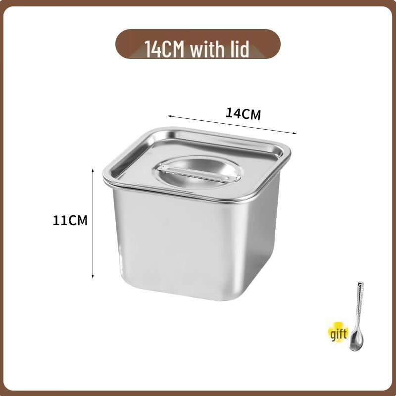 

304 Stainless Steel Square Seasoning Bowl with Lid
