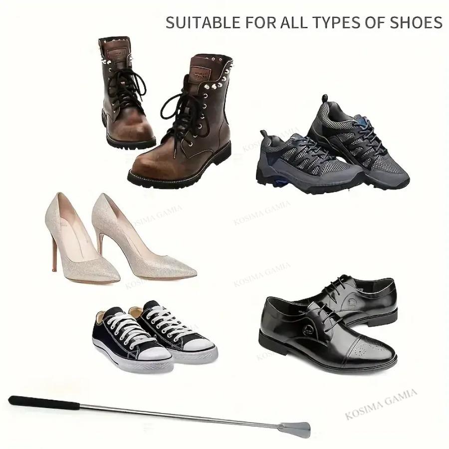 Portable Stainless Steel Adjustable Telescopic Shoehorn with Free Adjustment Long Handle Home Shoe Lift Wear Shoes Conveniently