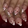 Women's Valentine Special Press On Nail 48Pcs Red Heart Glitters White French Design Multiple Sizes Easy Apply