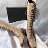 High Heels Women Long Boots Chunky Lace Up Designer Shoes Fashion Winter Dress Luxury Pumps 2025 Goth Chelsea Botas  Shoes