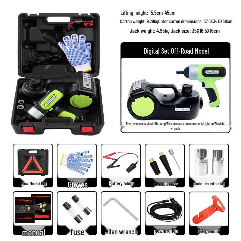 WOKEZ 12V Hydraulic Electric Jack with Inflatable Pump for Small Cars & Off-Road Rescue