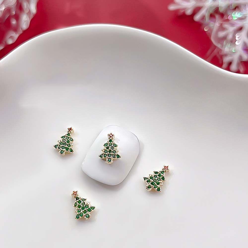 Tree 3D Nail Jewelry Snowflake Nail Rhinestones Christmas Nail Decorations Christmas Nail Drills